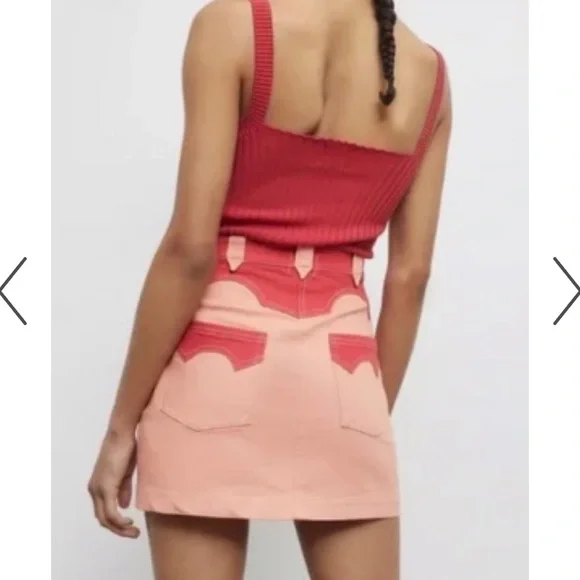 Urban Outfitters BDG Western Cowgirl Orange Red Mini Skirt Size S - Picture 3 of 10